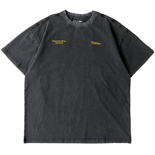 RELAXED FIT LUX SCRIPT T-SHIRT - BLACK / YELLOW