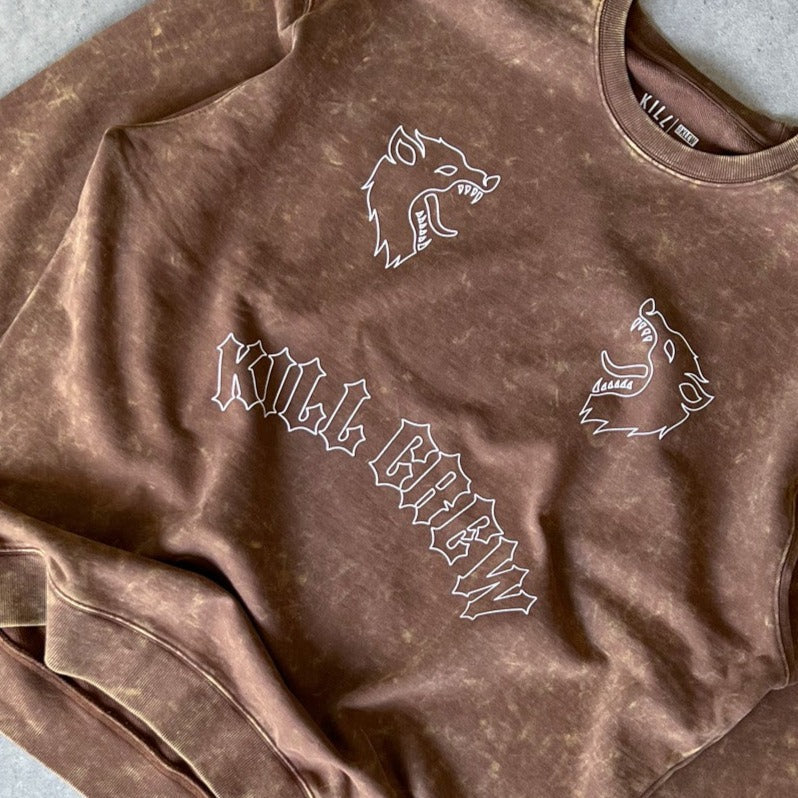 HEAVYWEIGHT LUX "TWO WOLVES" CREW NECK - BROWN