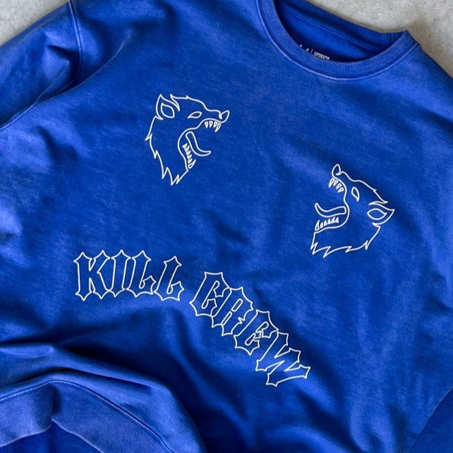 HEAVYWEIGHT LUX "TWO WOLVES" CREW NECK - BLUE