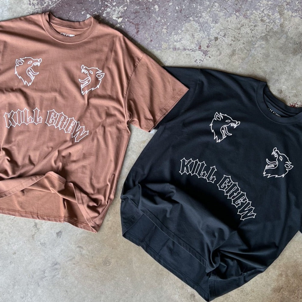 OVERSIZED "TWO WOLVES" T-SHIRT - BROWN