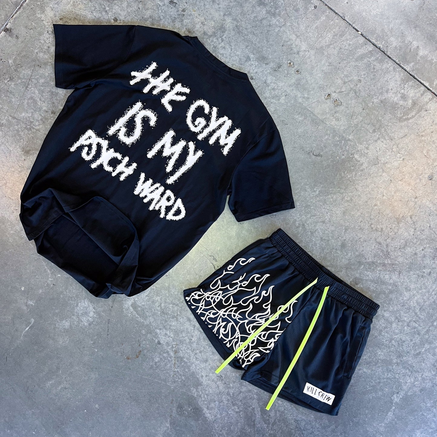 THE GYM IS MY PSYCH WARD T-SHIRT - BLACK / WHITE