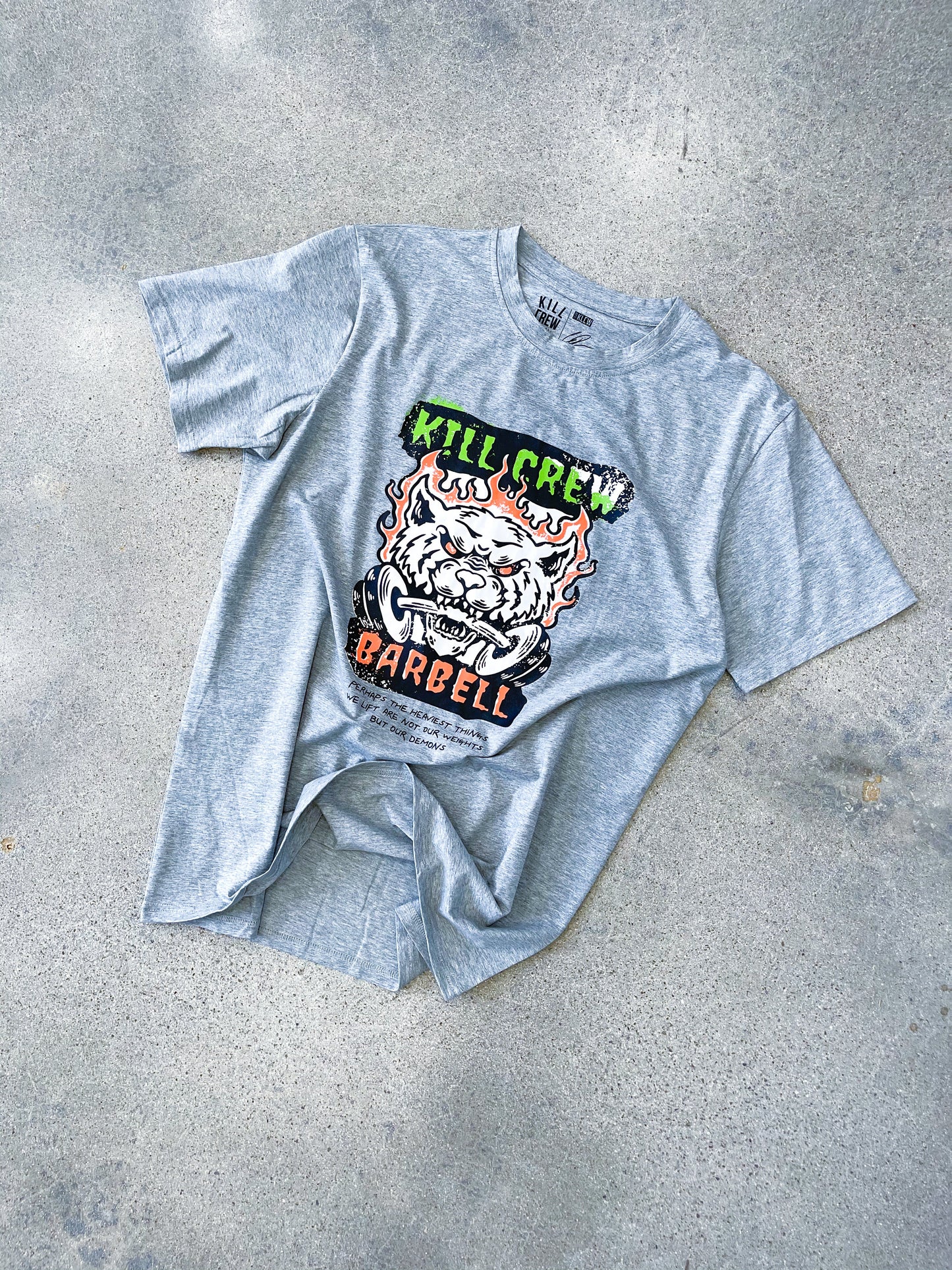 KILL CREW BARBELL T SHIRT - GREY