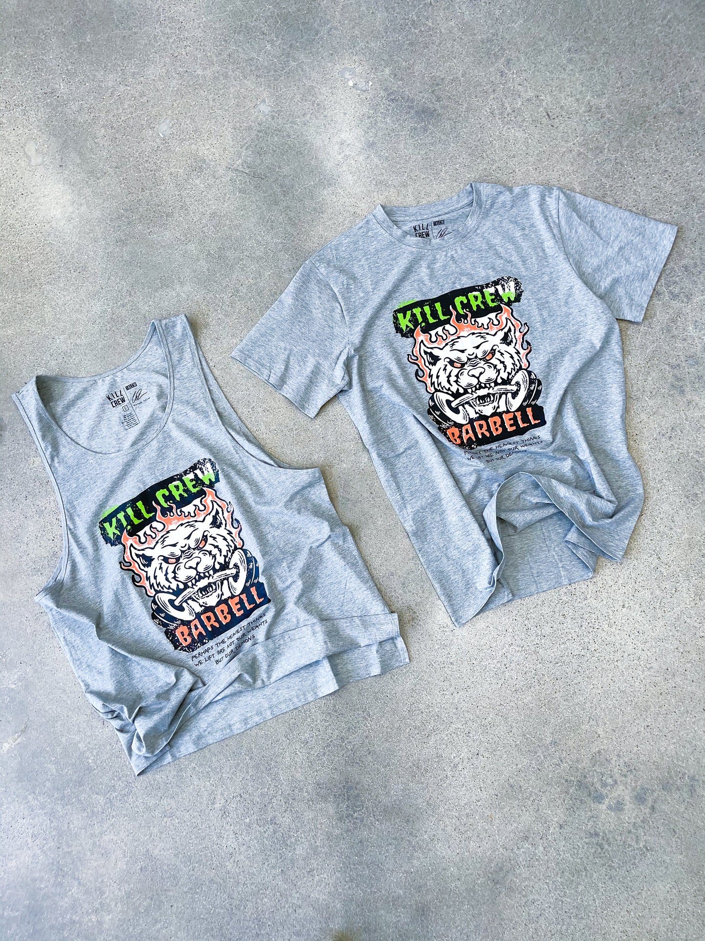 KILL CREW BARBELL T SHIRT - GREY