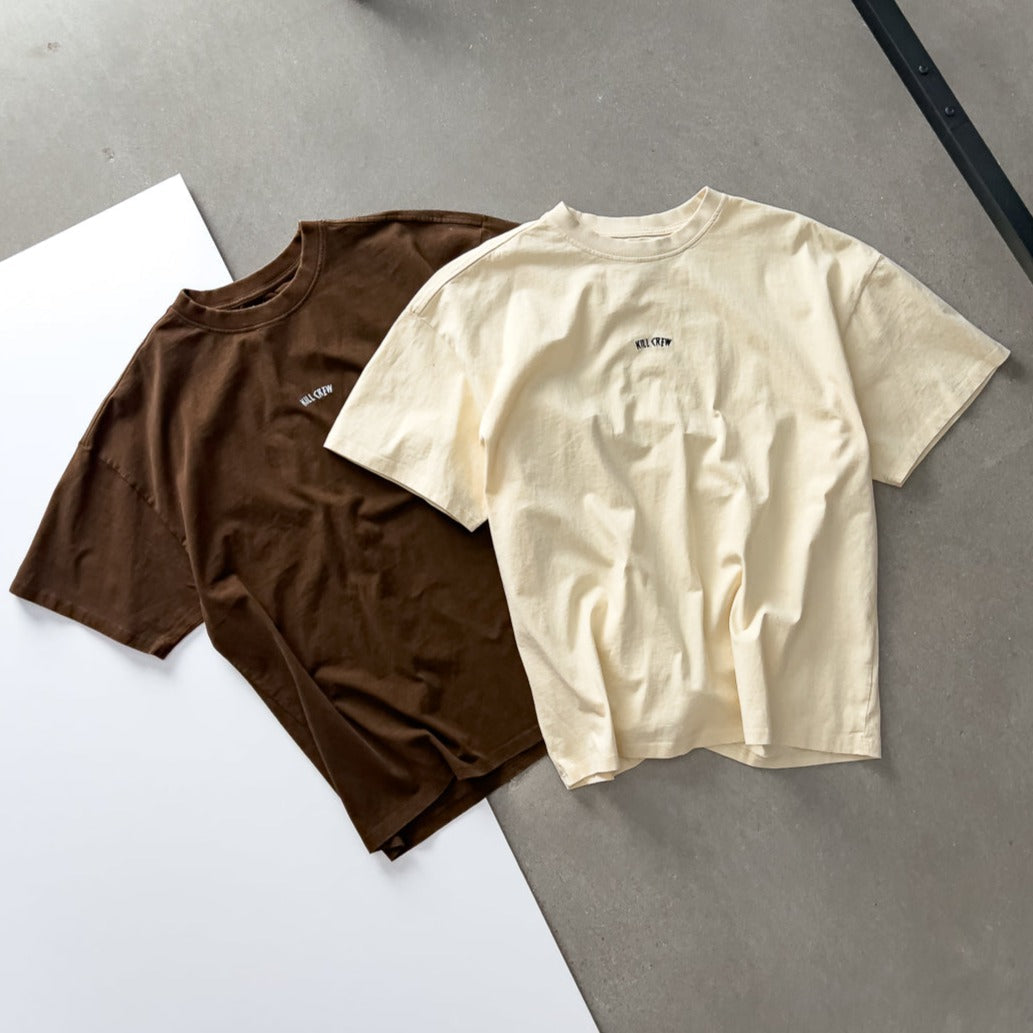 RELAXED FIT LUX "SIMPLE" T-SHIRT - BROWN