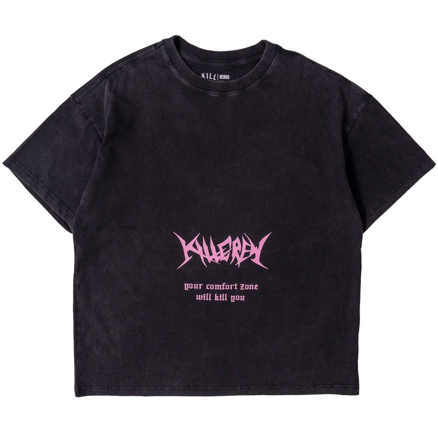 RELAXED FIT LUX "COMFORT ZONE" T-SHIRT - BLACK / PINK