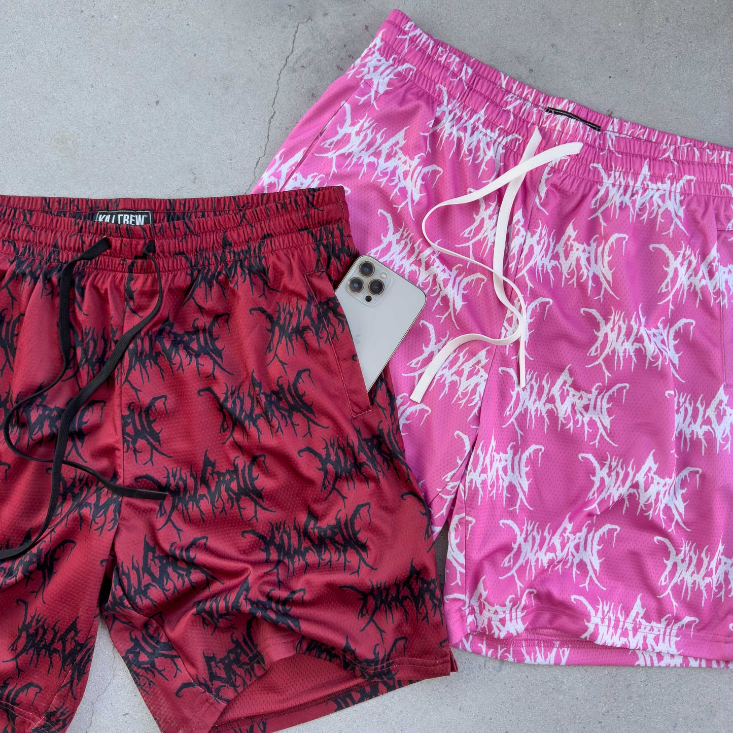 KILL CREW ALL OVER SHORTS (RELAXED CUT) - RED / BLACK