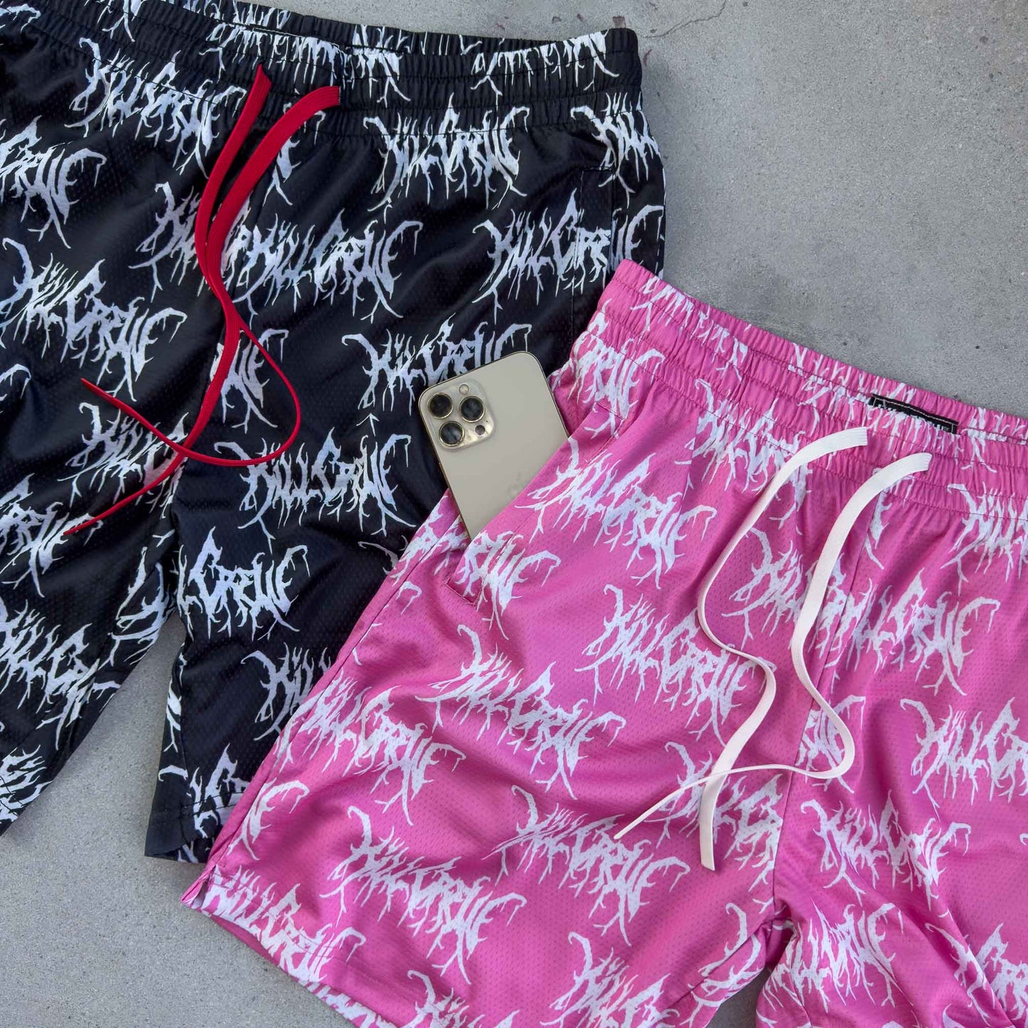 KILL CREW ALL OVER SHORTS (RELAXED CUT) - PINK / WHITE