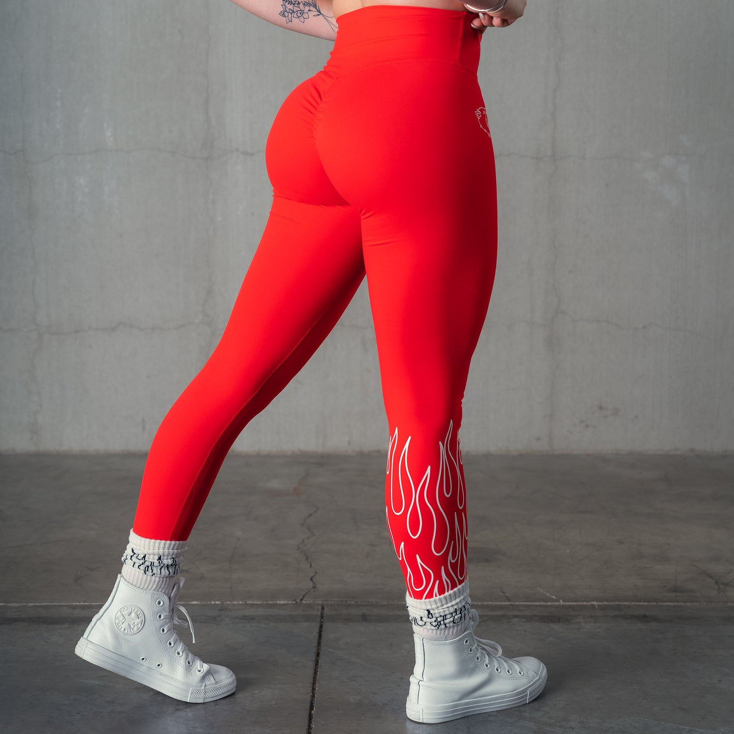 FLAME LEGGINGS - RED / WHITE