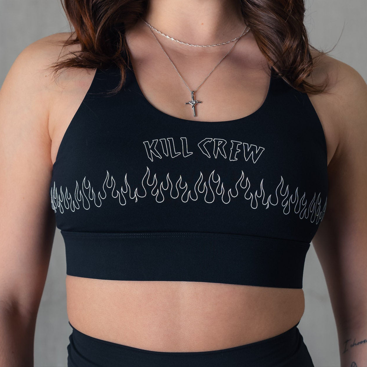 FLAME HIGH SUPPORT SPORTS BRA - BLACK / WHITE