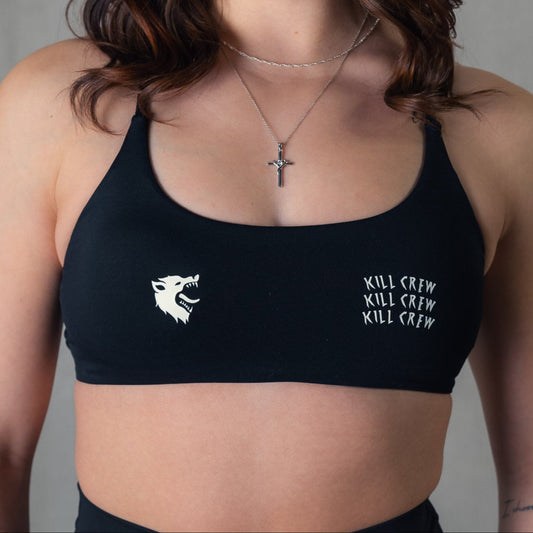 WOLF LOW SUPPORT SPORTS BRA -  BLACK / WHITE
