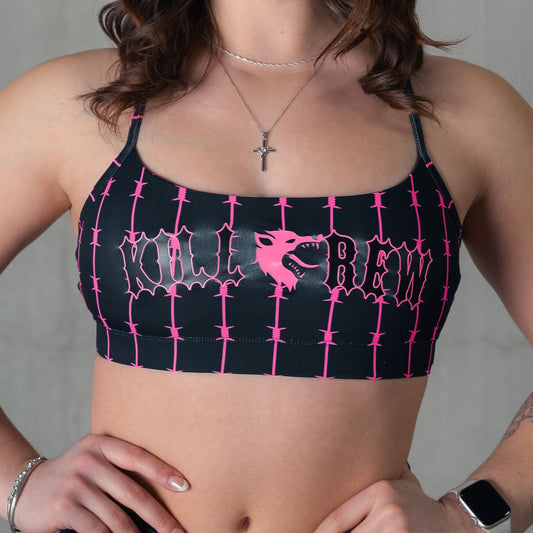 BARBWIRE SPORTS BRA - BLACK / PINK