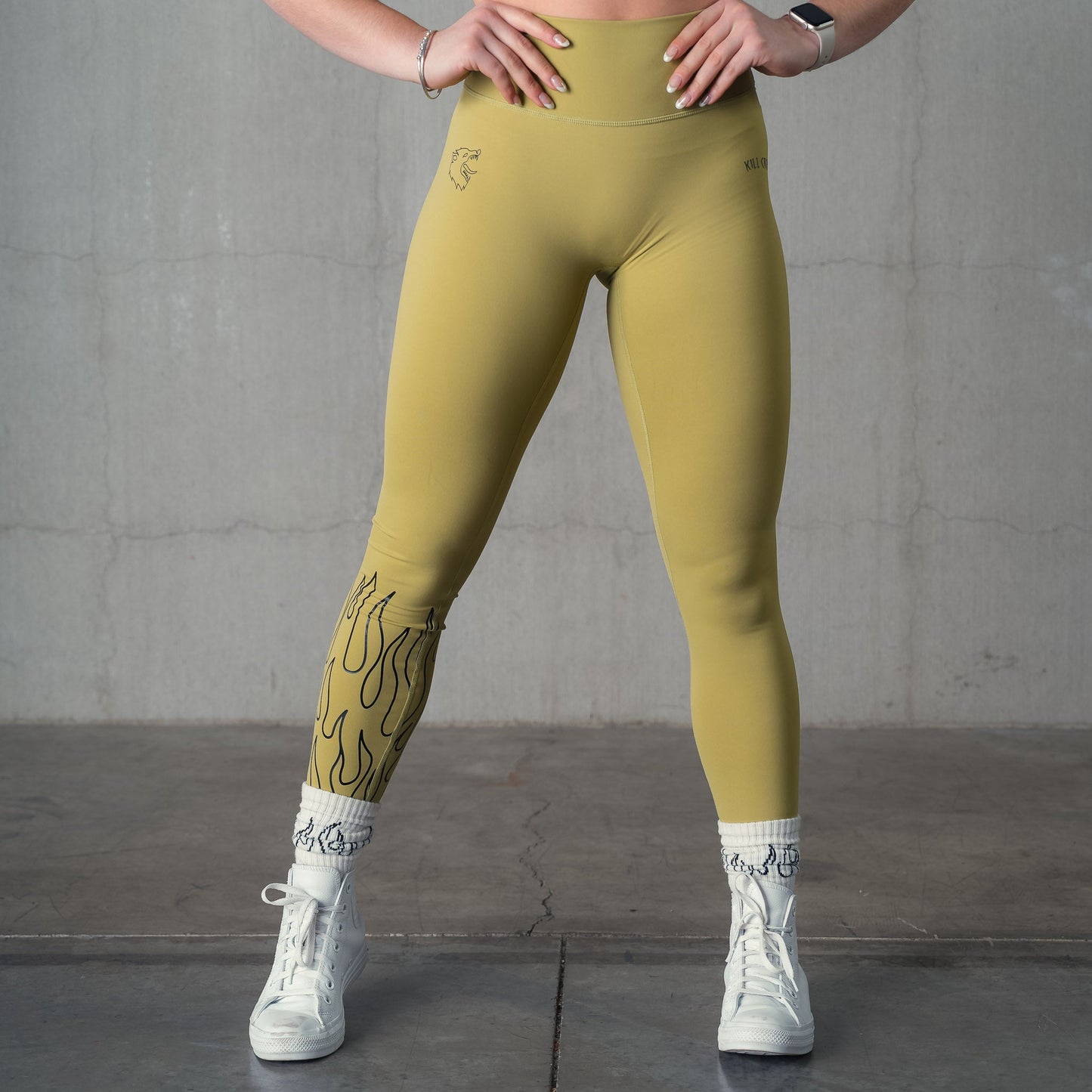 FLAME LEGGINGS - OLIVE / BLACK