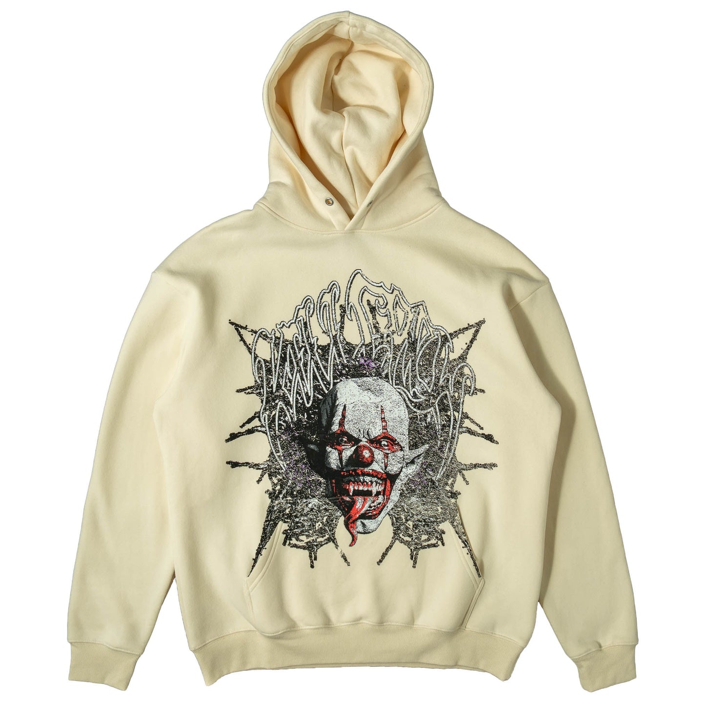 OVERSIZED LUX "PSYCHOTIC CLOWN" HOODIE - CREAM