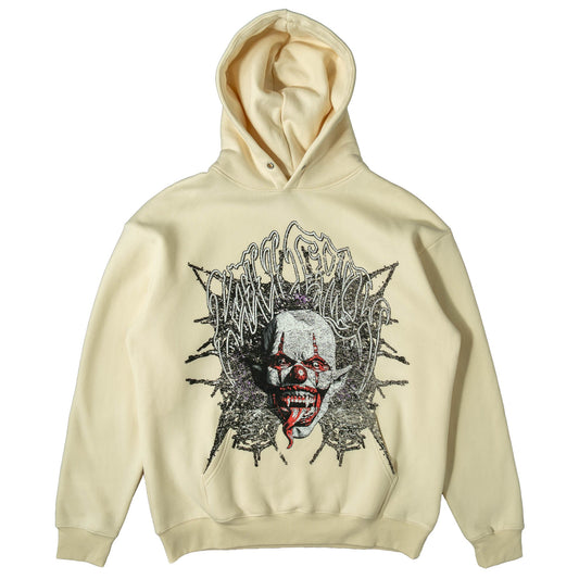 OVERSIZED LUX "PSYCHOTIC CLOWN" HOODIE - CREAM