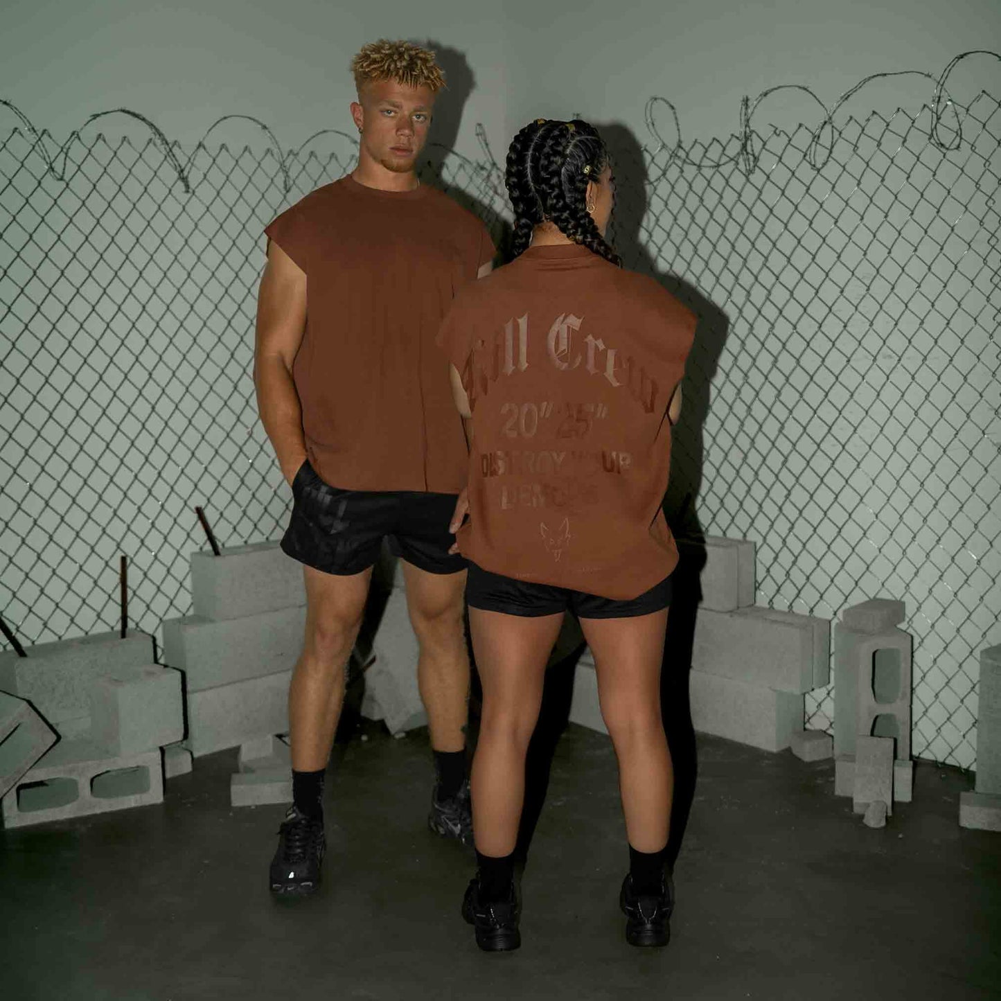 NATURAL COTTON CUTOFF "DESTROY" - BROWN