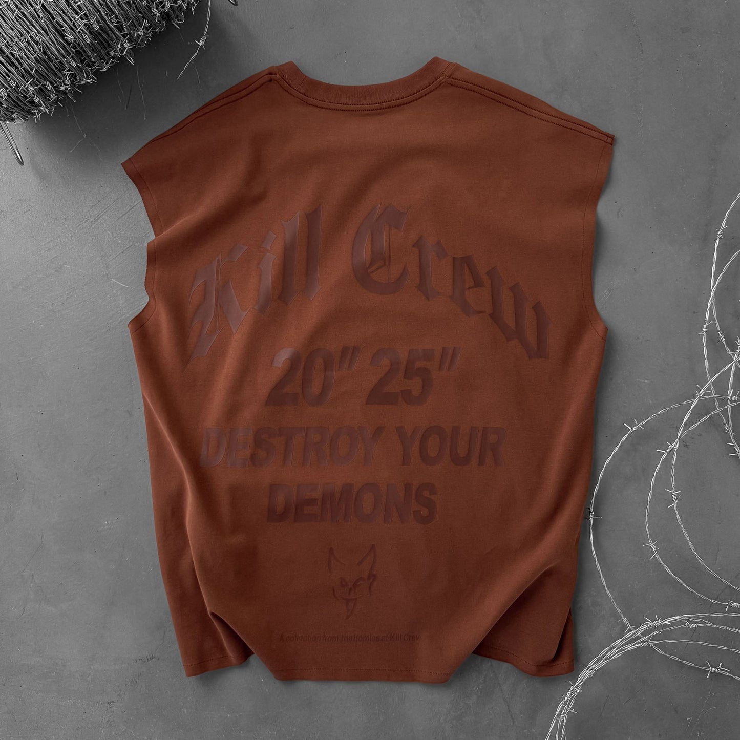 NATURAL COTTON CUTOFF "DESTROY" - BROWN