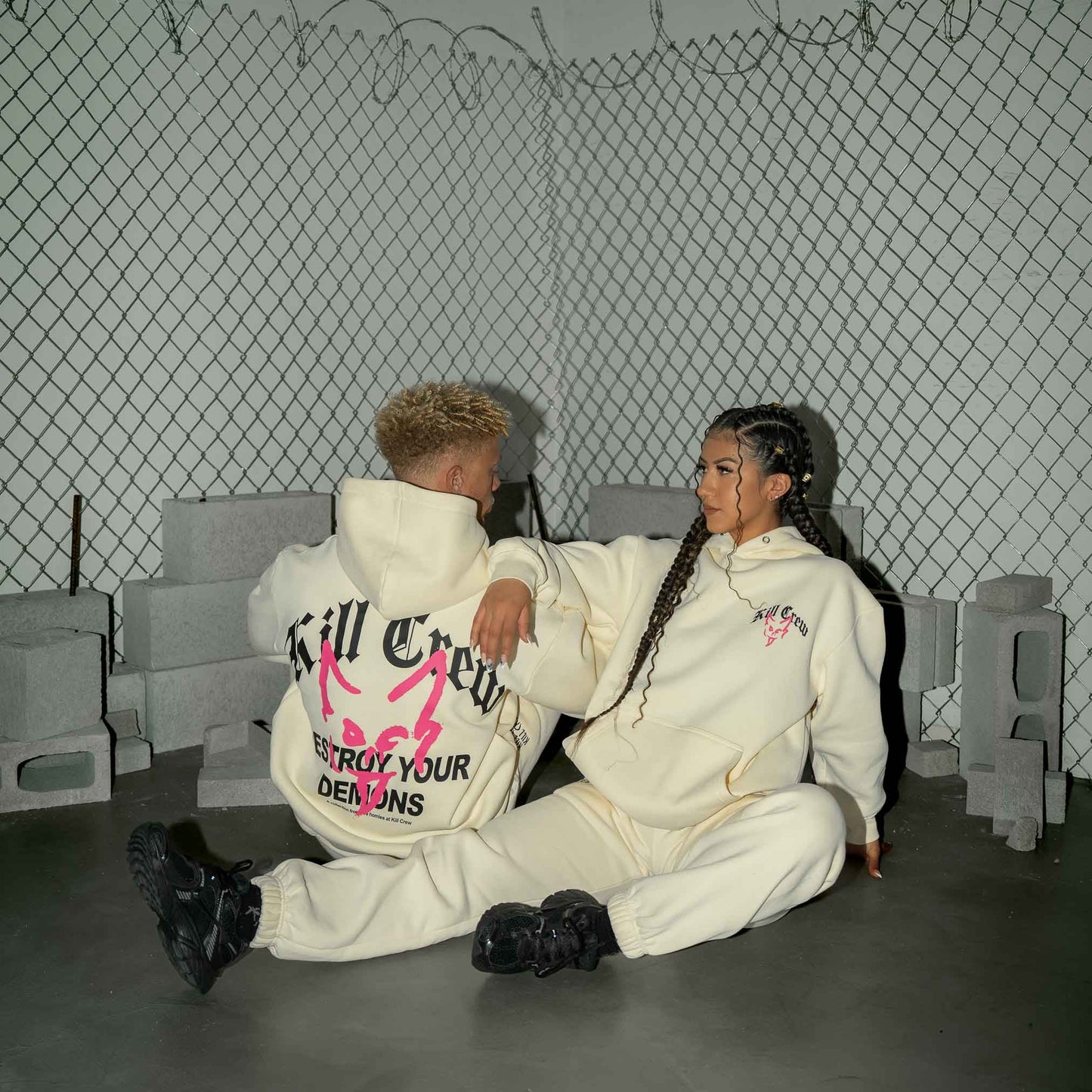 OVERSIZED LUX "DESTROY" HOODIE - CREAM