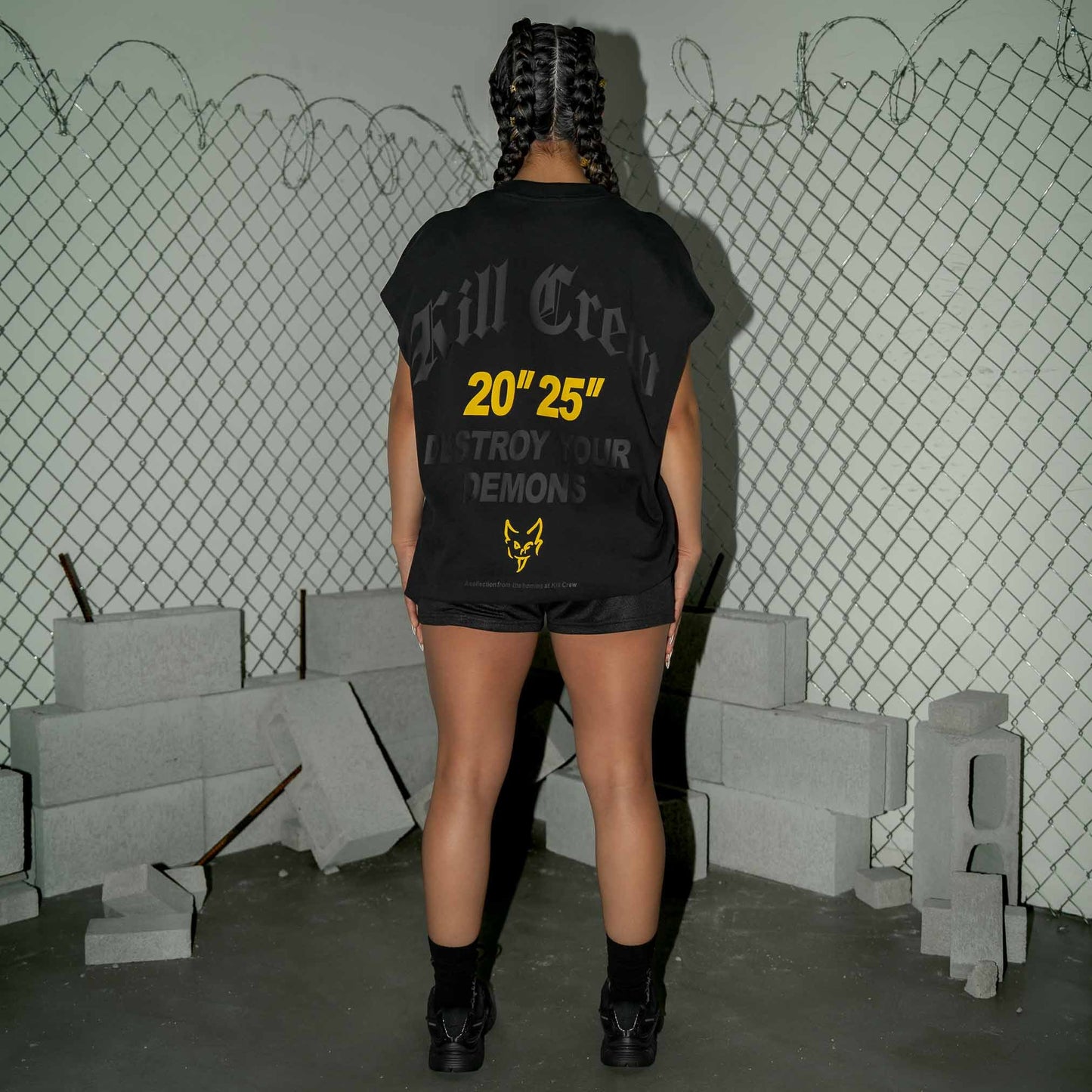 NATURAL COTTON CUTOFF "DESTROY" - BLACK