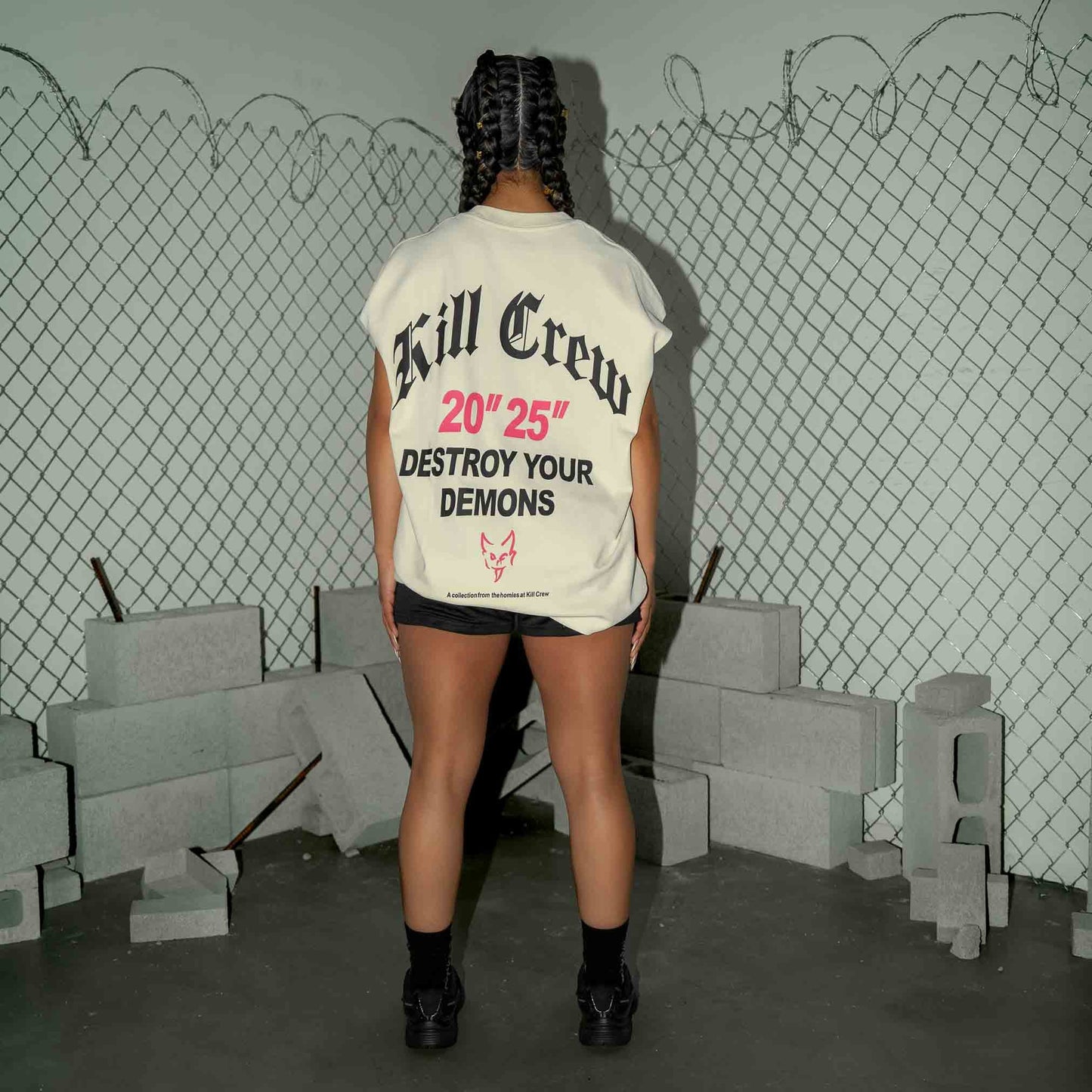 NATURAL COTTON CUTOFF "DESTROY" - CREAM