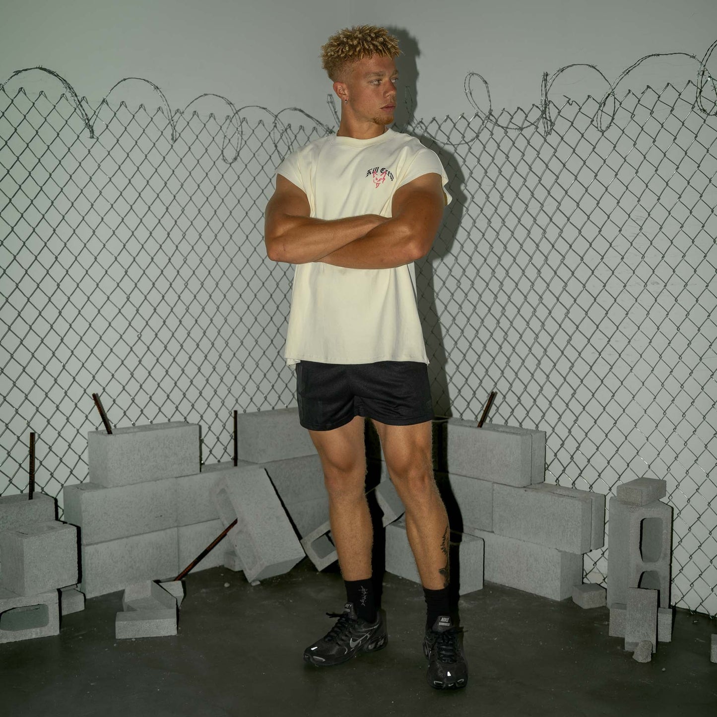 NATURAL COTTON CUTOFF "DESTROY" - CREAM