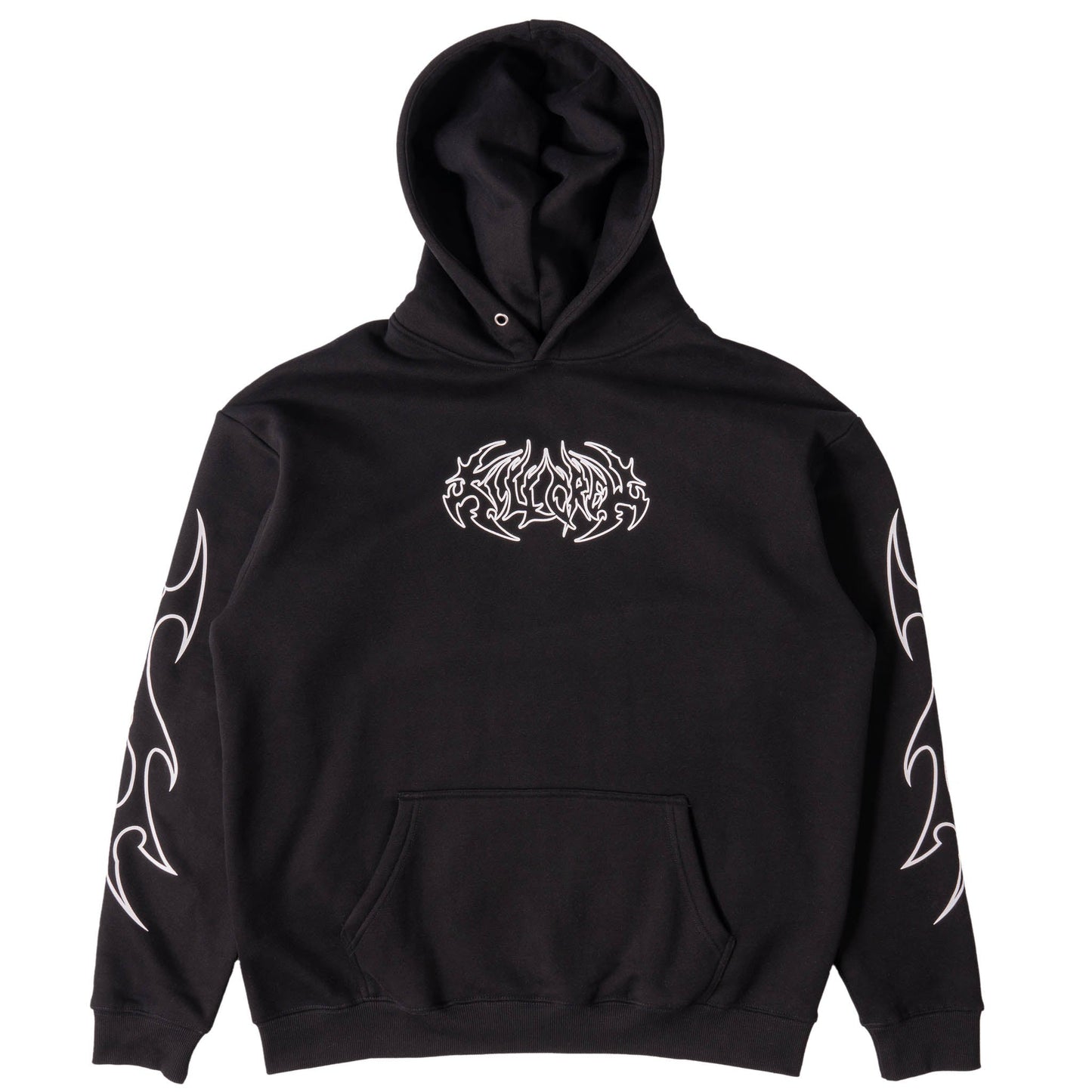 OVERSIZED LUX "TRIBAL" HOODIE - BLACK / WHITE