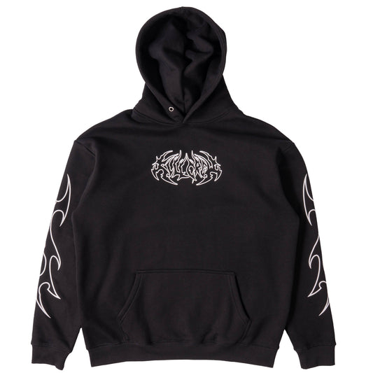 OVERSIZED LUX "TRIBAL" HOODIE - BLACK / WHITE