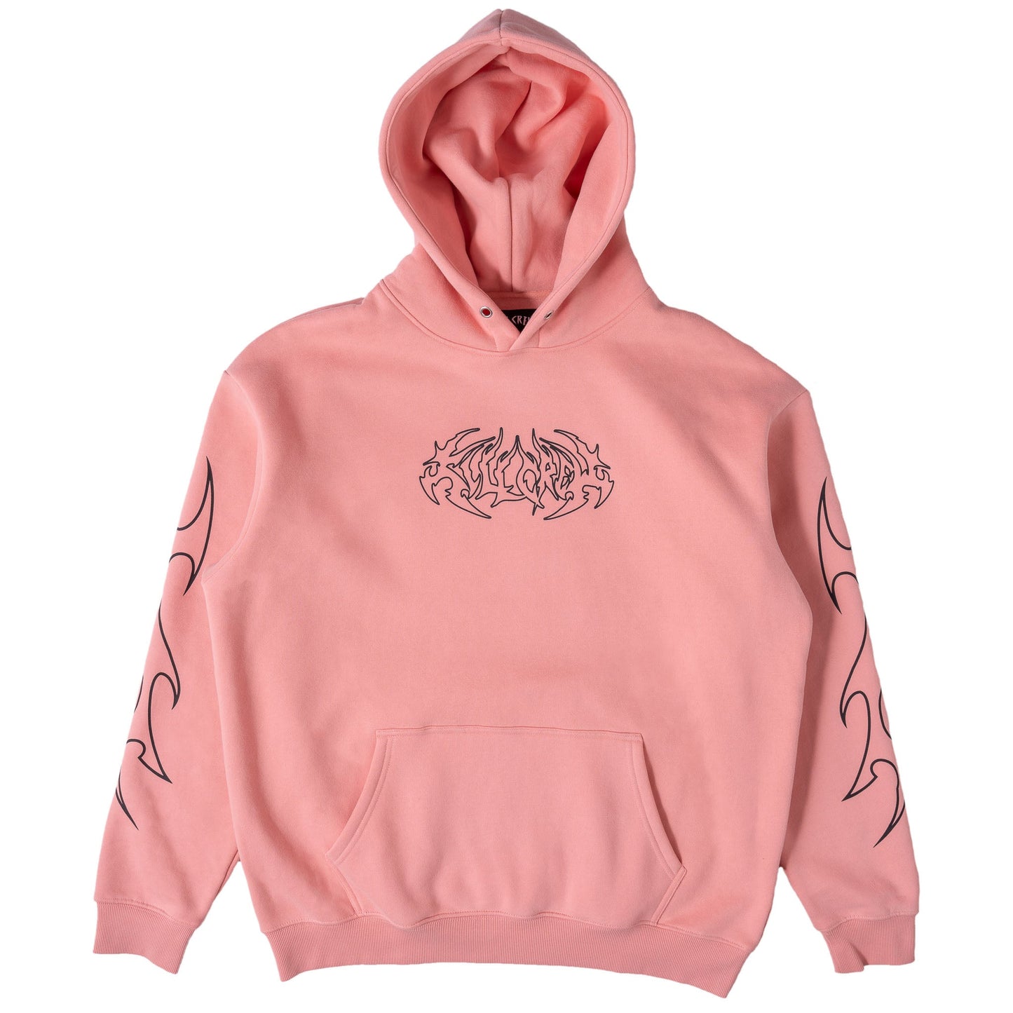 OVERSIZED LUX "TRIBAL" HOODIE - PINK / BLACK