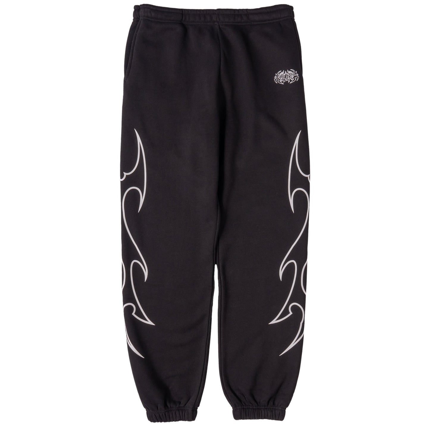 OVERSIZED LUX "TRIBAL" SWEATPANTS - BLACK / WHITE