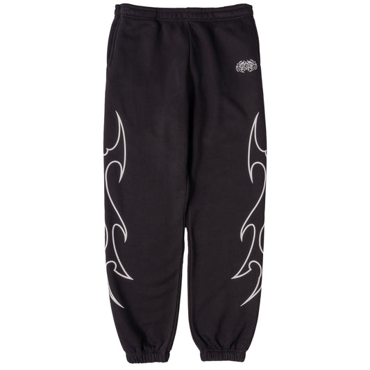 OVERSIZED LUX "TRIBAL" SWEATPANTS - BLACK / WHITE