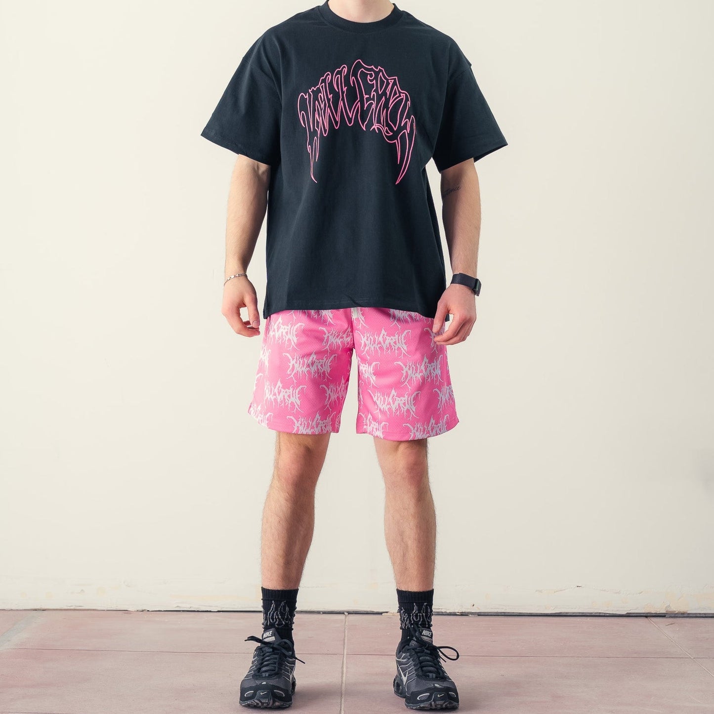 KILL CREW ALL OVER SHORTS (RELAXED CUT) - PINK / WHITE