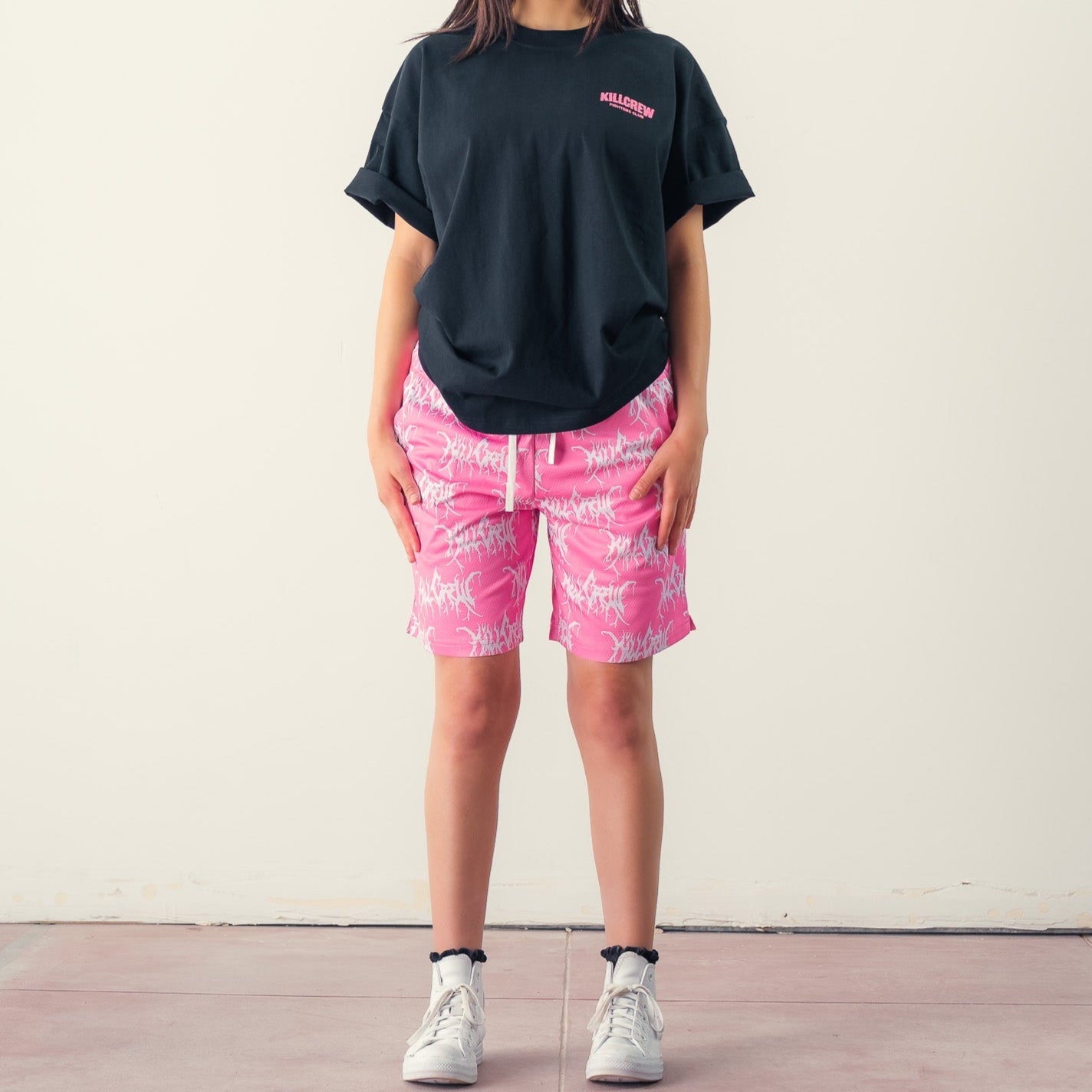 KILL CREW ALL OVER SHORTS (RELAXED CUT) - PINK / WHITE