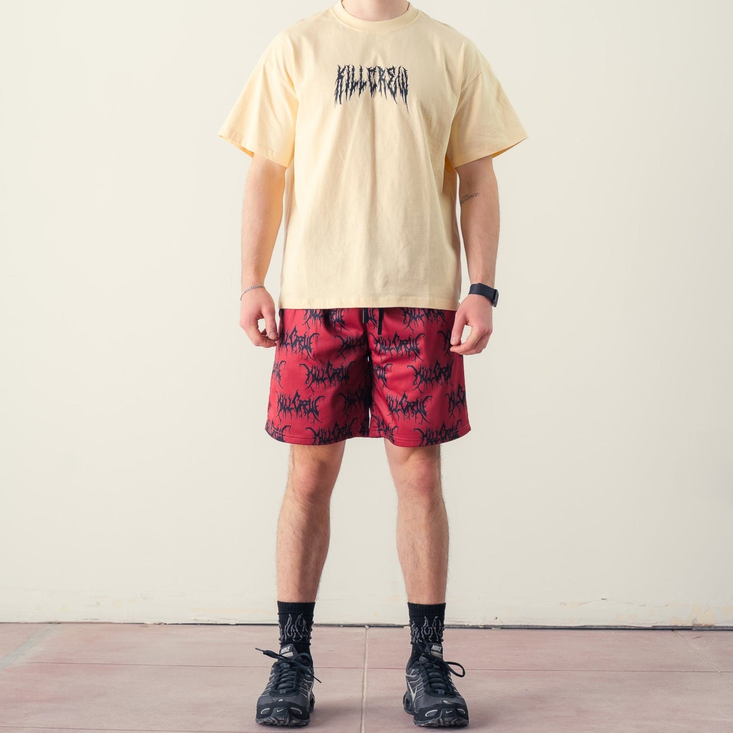 KILL CREW ALL OVER SHORTS (RELAXED CUT) - RED / BLACK