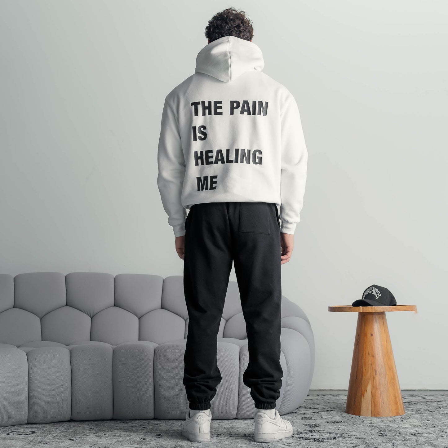 OVERSIZED LUX "THE PAIN" HOODIE - WHITE