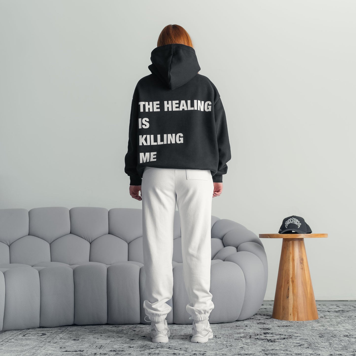 OVERSIZED LUX "THE HEALING" HOODIE - BLACK