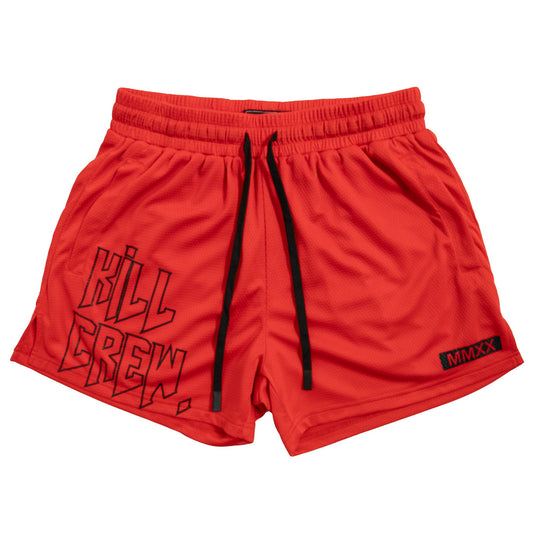 MUAY THAI SHORTS (MID THIGH CUT) v1 -  RED