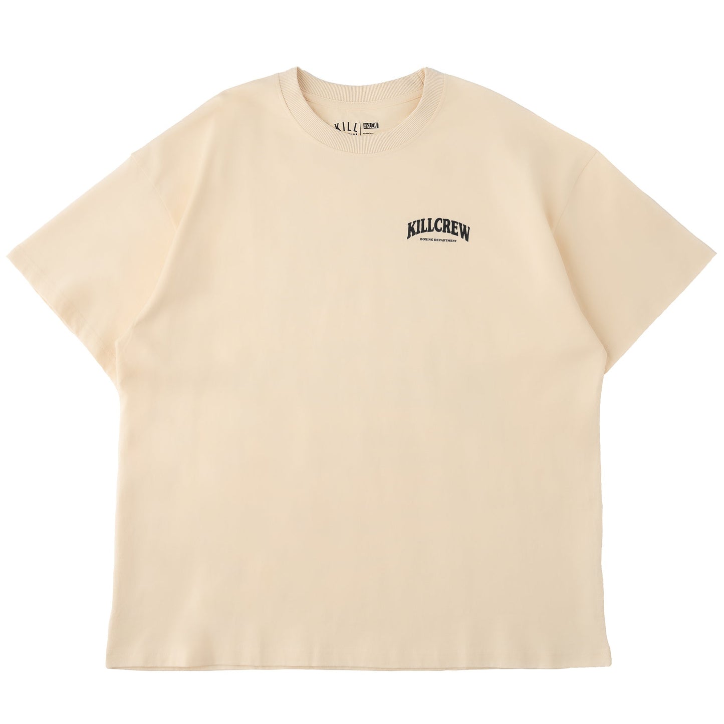 RELAXED FIT NATURAL COTTON BOXING DEPARTMENT T-SHIRT - CREAM / BLACK