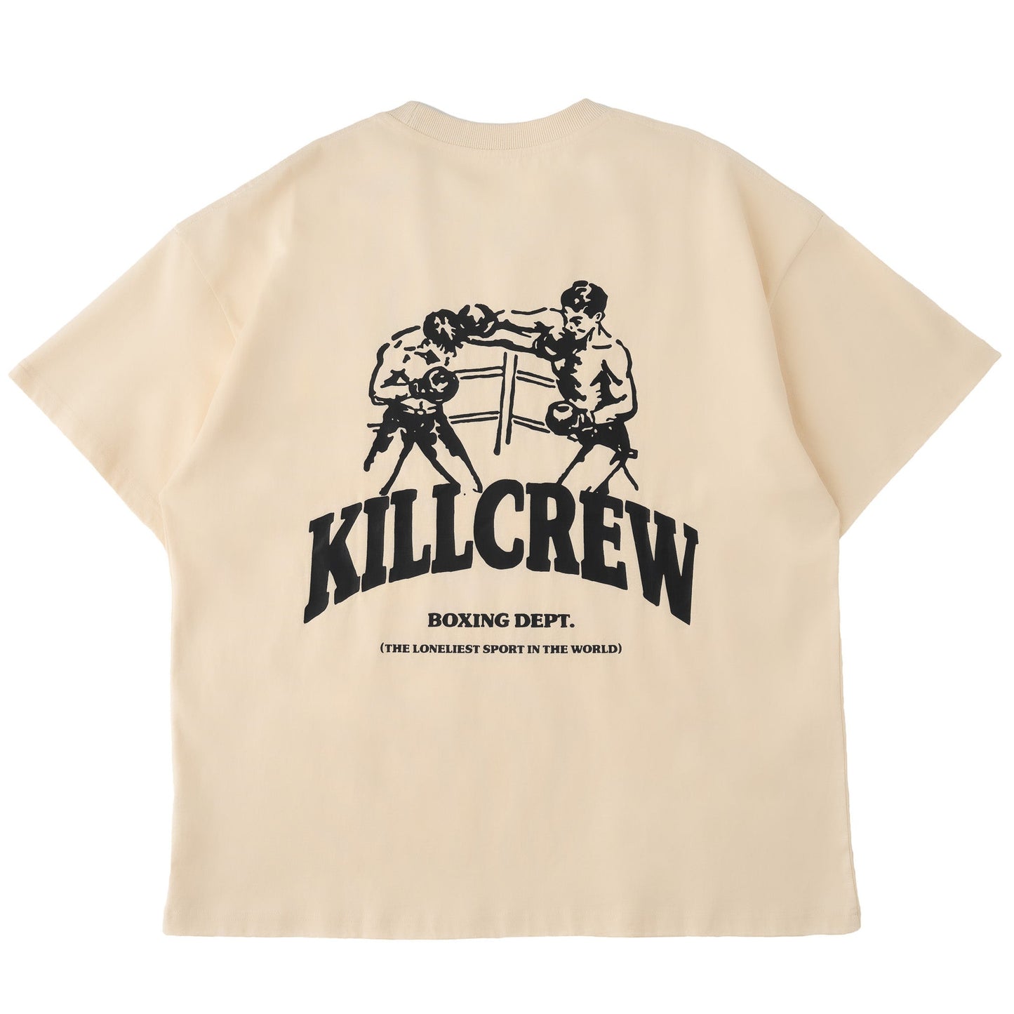 RELAXED FIT NATURAL COTTON BOXING DEPARTMENT T-SHIRT - CREAM / BLACK