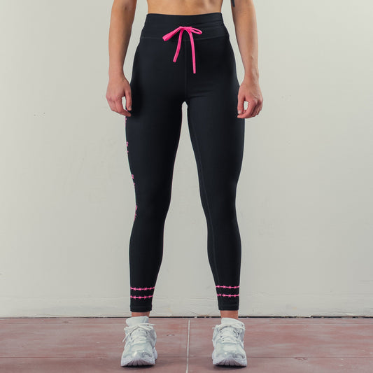 RIBBED WOLF LEGGINGS - BLACK / PINK