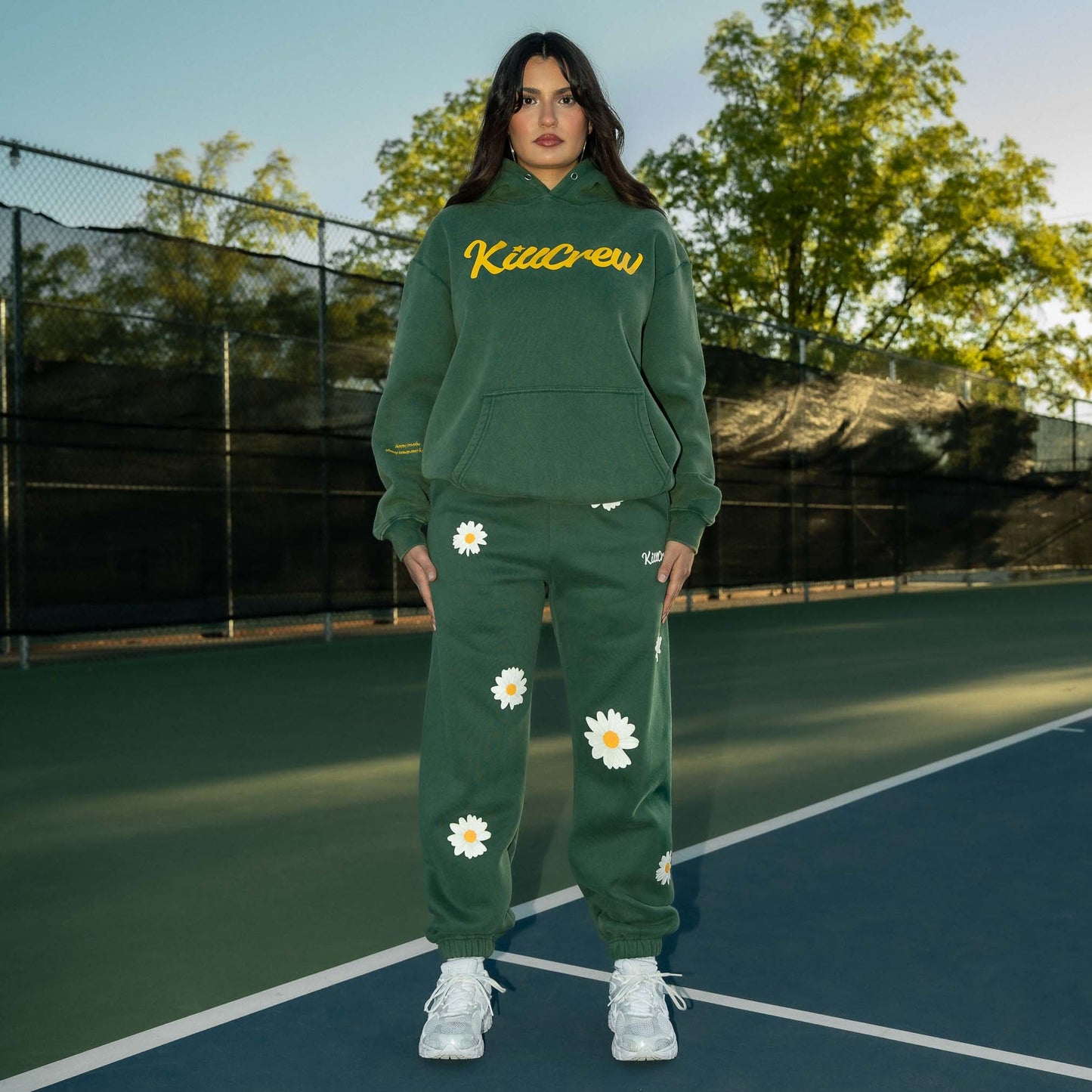 OVERSIZED LUX "SCRIPT" HOODIE - GREEN / GOLD