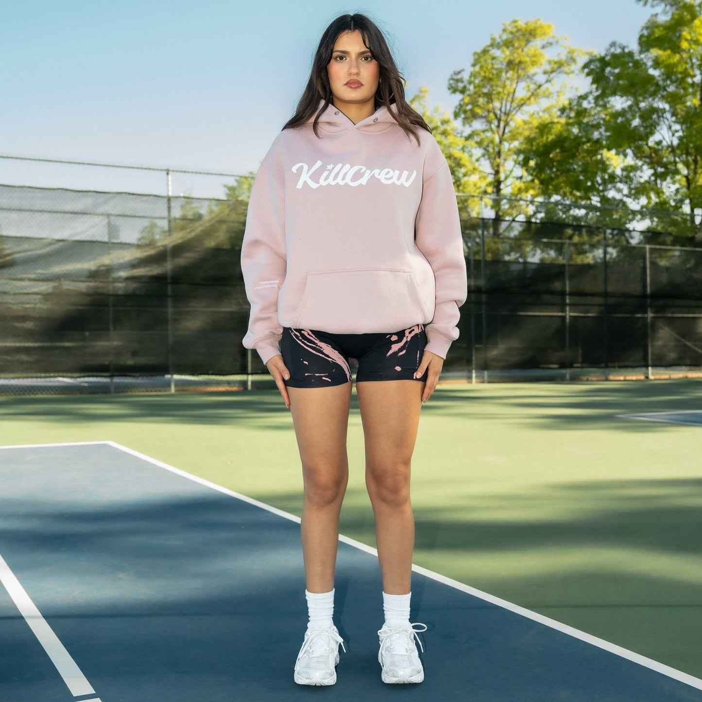 OVERSIZED LUX "SCRIPT" HOODIE - ROSÉ / WHITE