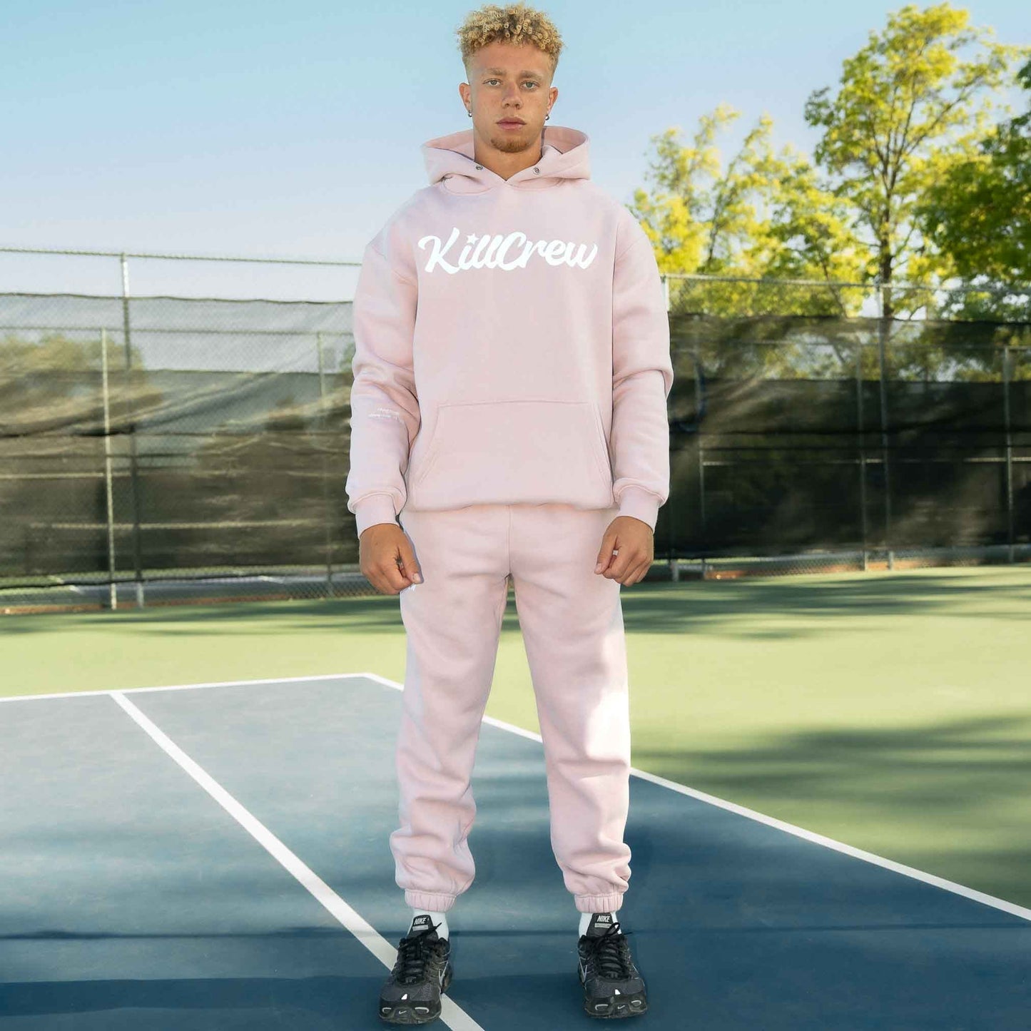 OVERSIZED LUX "SCRIPT" HOODIE - ROSÉ / WHITE