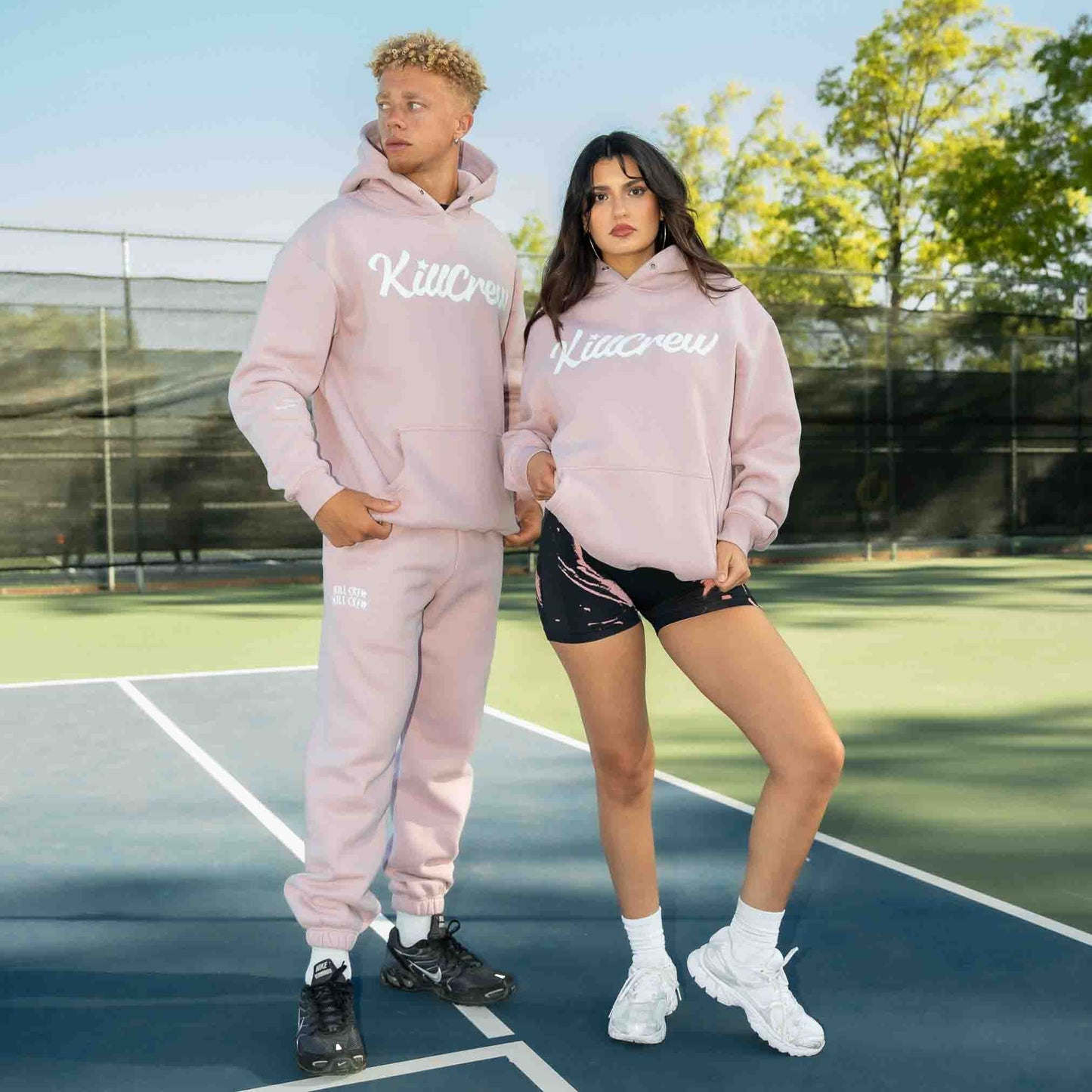 OVERSIZED LUX "SCRIPT" HOODIE - ROSÉ / WHITE