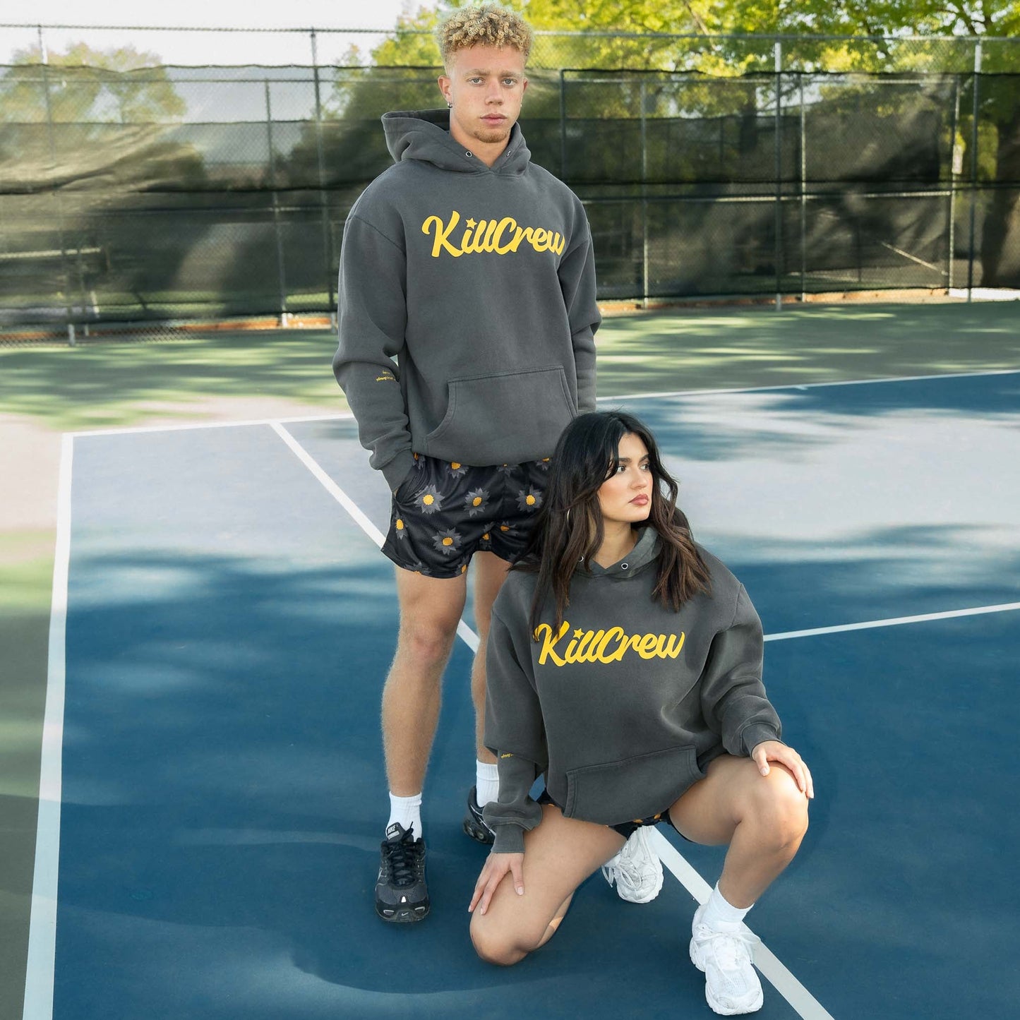 OVERSIZED LUX "SCRIPT" HOODIE - GREY / GOLD