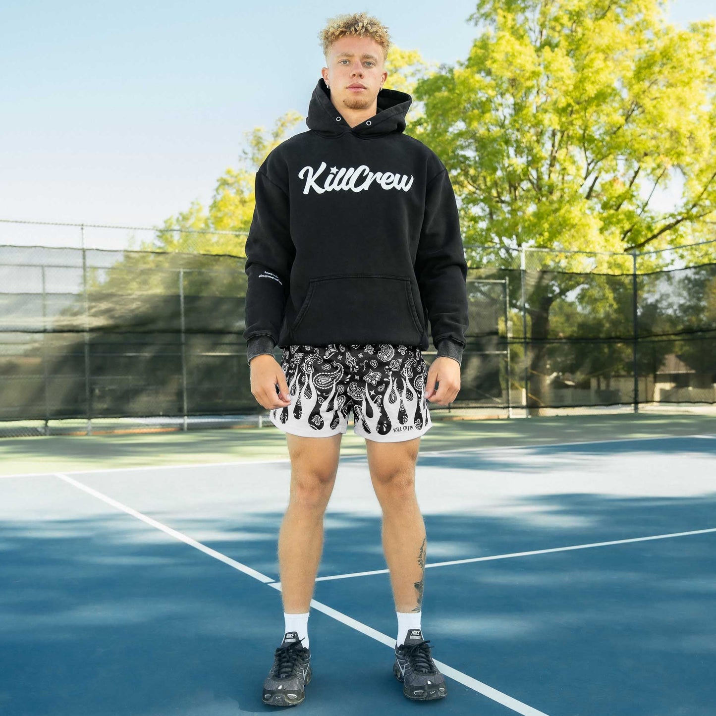 OVERSIZED LUX "SCRIPT" HOODIE - BLACK / WHITE