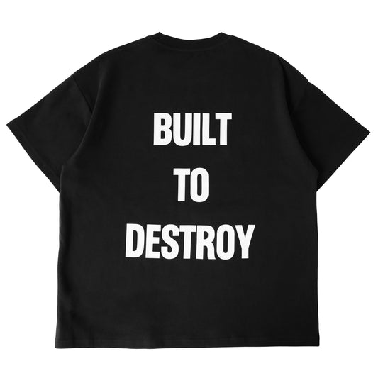 RELAXED FIT NATURAL COTTON "BUILT TO DESTROY" T-SHIRT - BLACK / WHITE