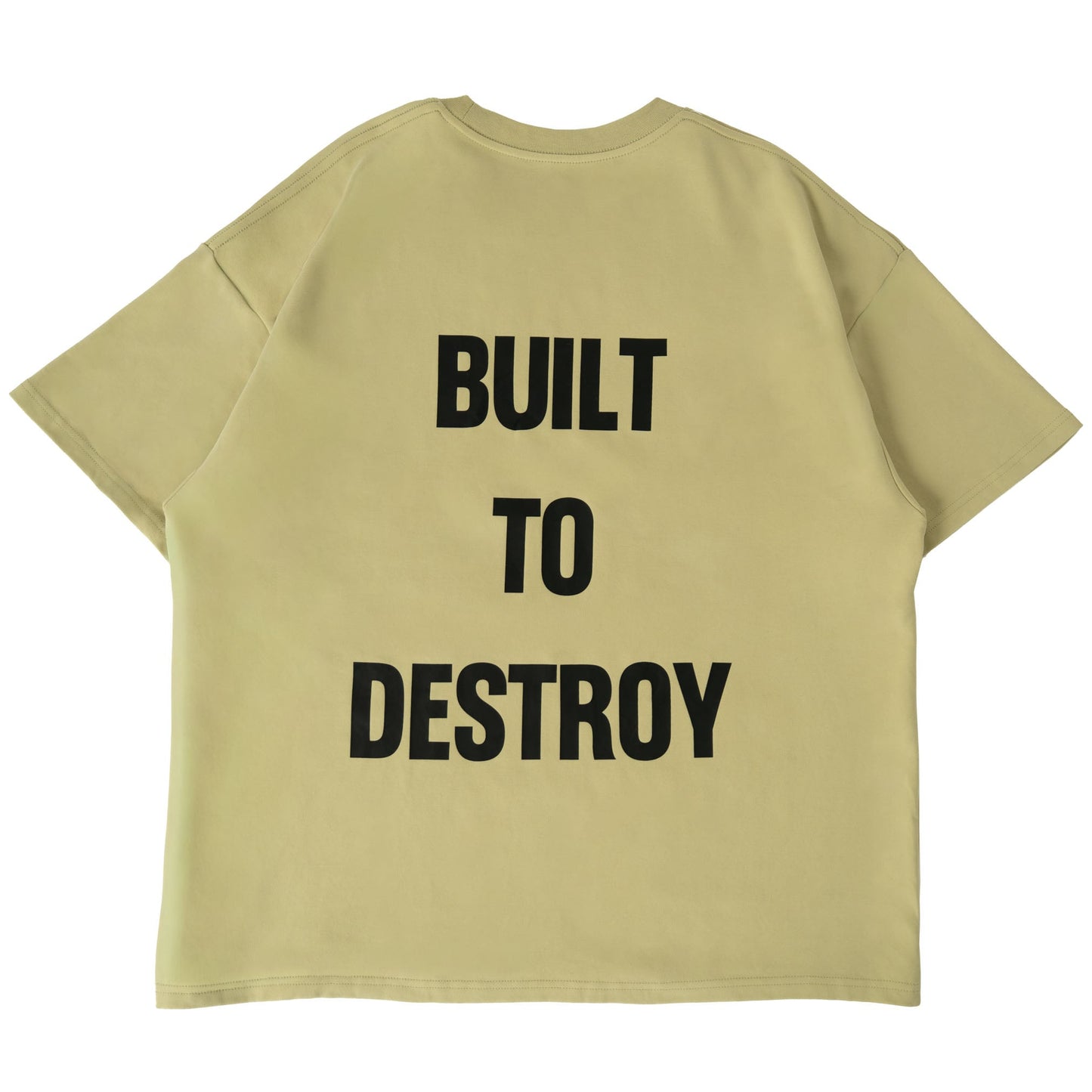 RELAXED FIT NATURAL COTTON "BUILT TO DESTROY" T-SHIRT - GREEN