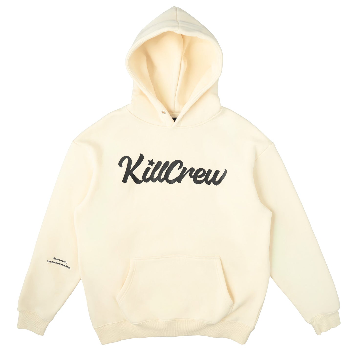 OVERSIZED LUX "SCRIPT" HOODIE - CREAM / BLACK