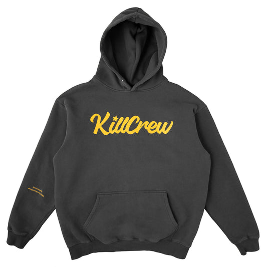 OVERSIZED LUX "SCRIPT" HOODIE - GREY / GOLD