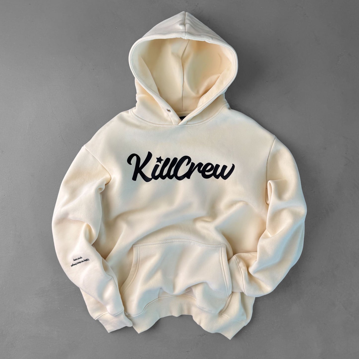 OVERSIZED LUX "SCRIPT" HOODIE - CREAM / BLACK