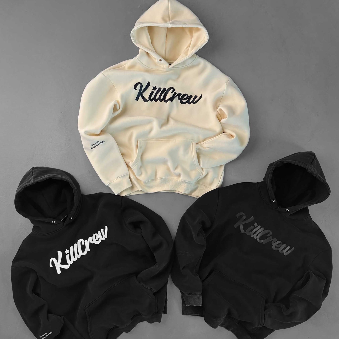 OVERSIZED LUX "SCRIPT" HOODIE - CREAM / BLACK